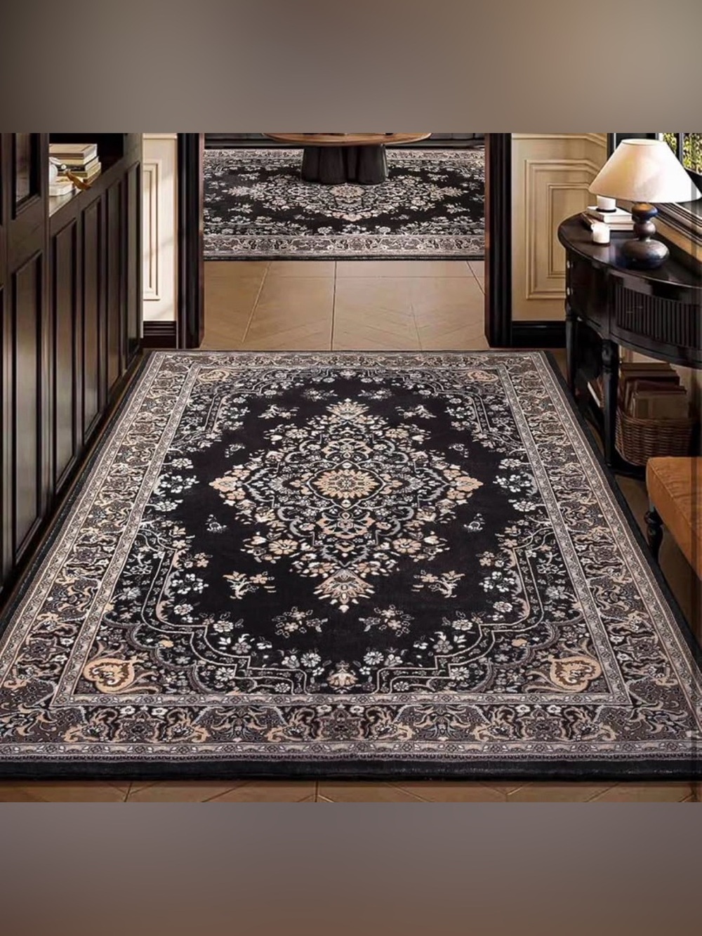 NEW 4x6 ft Persian Style Washable Area Rug, Non-Slip Low Pile Carpet